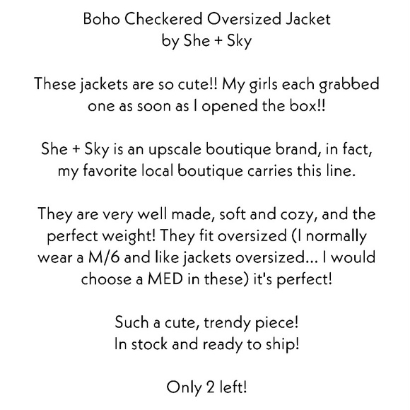 ⭐️SOFT Plaid Oversized JACKET by She + Sky - Picture 4 of 12